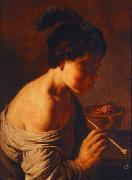 Jan lievens A youth blowing on coals. Sweden oil painting artist